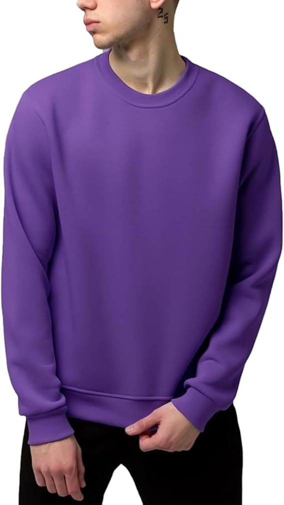 Men's Crewneck Sweatshirt Plain Sweatshirts Athletic Workout Sweat Shirts Soft Long Sleeve Pullover Shirt